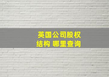 英国公司股权结构 哪里查询